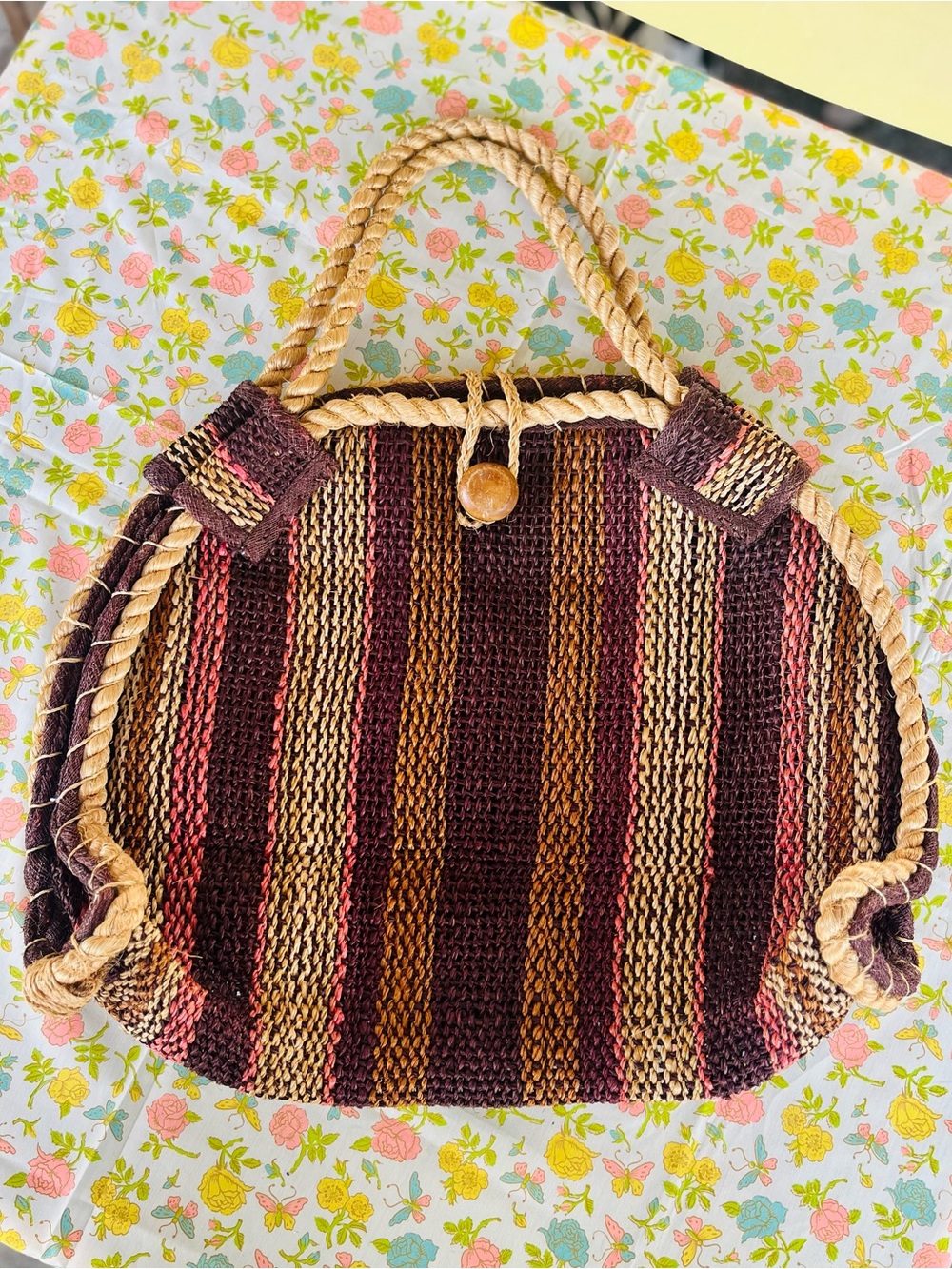 Vintage 1970 Large Bo-ho woven bag